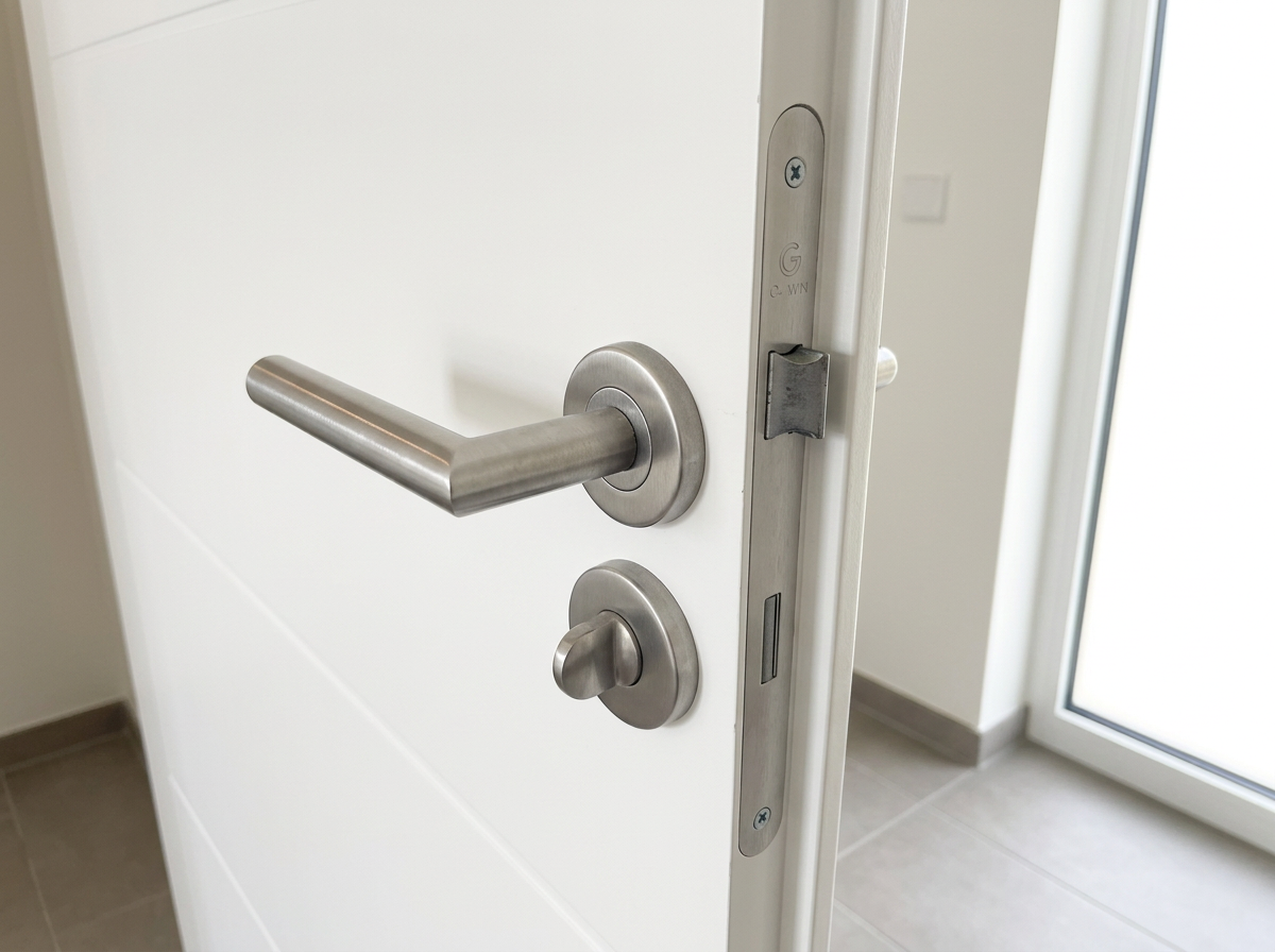 Serrure et poignée de porte remises en état après intervention